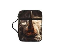 jngmeng Angry Rhino Print Bible Storage Bag Waterproof Versatile Organizer Scripture Holder Travel Accessory