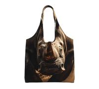 jngmeng Angry Rhino Print Extra-Large Canvas Tote Bag Eco-Friendly Shoulder Bags Daily Shopping Beach Travel