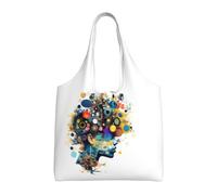 jngmeng Artificial Intelligence Brain Print Extra-Large Canvas Tote Bag Eco-Friendly Shoulder Bags Daily Shopping Beach Travel