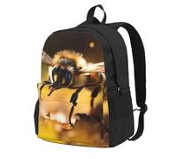 jngmeng Bee Flying Print Large Capacity Backpack Water-Resistant Hiking Outdoor Commuting Casual Sports