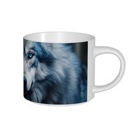 jngmeng Blue Eyes Wolf1 Print Adults Large Capacity Ceramic Mugs Coffee Tea Home Office Camping Dorm Everyday Use