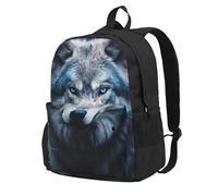 jngmeng Blue Eyes Wolf1 Print Large Capacity Backpack Water-Resistant Hiking Outdoor Commuting Casual Sports