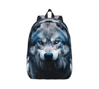 jngmeng Blue Eyes Wolf1 Print Lightweight Backpack Stylish Double Shoulder Bag For Outdoor Use Hiking Commutes