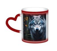 jngmeng Blue Eyes Wolf1 Print Starry Sky Color-Changing Mug Kitchens Offices Dorms Cafes Ceramic Coffee Mugs