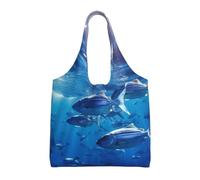 jngmeng Blue Ocean Underwater Fish1 Print Extra-Large Canvas Tote Bag Eco-Friendly Shoulder Bags Daily Shopping Beach Travel