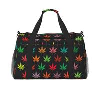 jngmeng Colorful Cannabis Leaves Print Hand Travel Bag Lightweight Portable Shoulder Handbag Yoga Gym Sports Camping