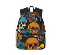 jngmeng Colorful Sugar Skulls Print Lightweight Water-Resistant Casual Unisex Backpack Daily Use Beach Travel Hiking