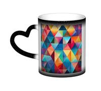 jngmeng Colorful Triangle Print Starry Sky Color-Changing Mug Kitchens Offices Dorms Cafes Ceramic Coffee Mugs