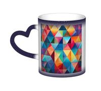 jngmeng Colorful Triangle Print Starry Sky Color-Changing Mug Kitchens Offices Dorms Cafes Ceramic Coffee Mugs