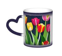jngmeng Colorful Tulips Pattern Print Starry Sky Color-Changing Mug Kitchens Offices Dorms Cafes Ceramic Coffee Mugs