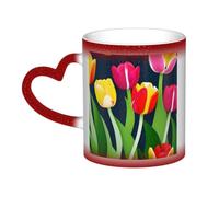 jngmeng Colorful Tulips Pattern Print Starry Sky Color-Changing Mug Kitchens Offices Dorms Cafes Ceramic Coffee Mugs