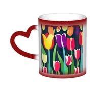 jngmeng Colorful Tulips Print Starry Sky Color-Changing Mug Kitchens Offices Dorms Cafes Ceramic Coffee Mugs