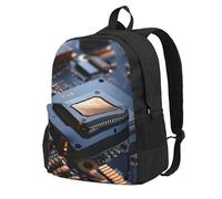 jngmeng Computer Processor With Magic Light Print Large Capacity Backpack Water-Resistant Hiking Outdoor Commuting Casual Sports