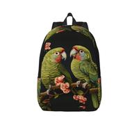 jngmeng Couple Parrots Olive Print Lightweight Backpack Stylish Double Shoulder Bag For Outdoor Use Hiking Commutes