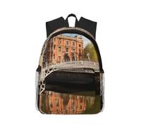 jngmeng Dublin Ireland Ha Penny Bridge River Print Lightweight Water-Resistant Casual Unisex Backpack Daily Use Beach Travel Hiking