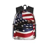 jngmeng Firefighter American Flag Print Lightweight Water-Resistant Casual Unisex Backpack Daily Use Beach Travel Hiking