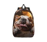 jngmeng Funny English Bulldog Print Lightweight Backpack Stylish Double Shoulder Bag For Outdoor Use Hiking Commutes