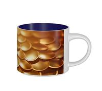 jngmeng Gold Mermaid Scale Print Adults Large Capacity Ceramic Mugs Coffee Tea Home Office Camping Dorm Everyday Use
