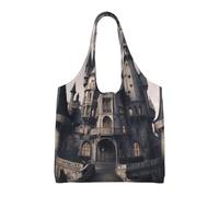 jngmeng Gothic Fairy Tale Castle01 Print Extra-Large Canvas Tote Bag Eco-Friendly Shoulder Bags Daily Shopping Beach Travel