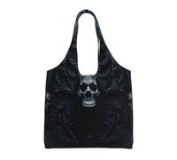 jngmeng Gothic Wallpaper Skull Print Extra-Large Canvas Tote Bag Eco-Friendly Shoulder Bags Daily Shopping Beach Travel