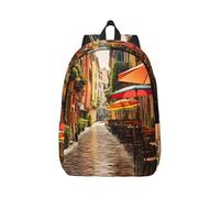 jngmeng Italian Street Print Lightweight Backpack Stylish Double Shoulder Bag For Outdoor Use Hiking Commutes
