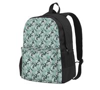 jngmeng Mint Gray Leaves Print Large Capacity Backpack Water-Resistant Hiking Outdoor Commuting Casual Sports