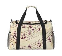 jngmeng Musical Note Floral Print Hand Travel Bag Lightweight Portable Shoulder Handbag Yoga Gym Sports Camping