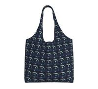 jngmeng Seal Whale Octopus Fish Print Extra-Large Canvas Tote Bag Eco-Friendly Shoulder Bags Daily Shopping Beach Travel