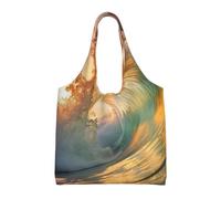 jngmeng Seaside Grand Waves Tidal Print Extra-Large Canvas Tote Bag Eco-Friendly Shoulder Bags Daily Shopping Beach Travel
