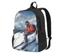 jngmeng Skiing Theme02 Print Large Capacity Backpack Water-Resistant Hiking Outdoor Commuting Casual Sports