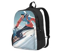 jngmeng Skiing Theme03 Print Large Capacity Backpack Water-Resistant Hiking Outdoor Commuting Casual Sports