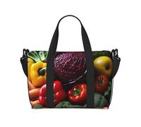 jngmeng Variety Fresh Vegetables Fruits 1 Print Versatile Hand Travel Bag Lightweight Weekend Shoulder Handbag Daily Camping