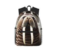 jngmeng Walrus In The Sea Print Lightweight Water-Resistant Casual Unisex Backpack Daily Use Beach Travel Hiking
