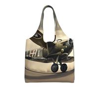 jngmeng World War 2 Aircraft Airplane01 Print Extra-Large Canvas Tote Bag Eco-Friendly Shoulder Bags Daily Shopping Beach Travel