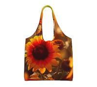 jngmeng Yellow Sunflowers With Red Butterfly1 Print Extra-Large Canvas Tote Bag Eco-Friendly Shoulder Bags Daily Shopping Beach Travel