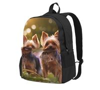 jngmeng Yorkie Floral2 Print Large Capacity Backpack Water-Resistant Hiking Outdoor Commuting Casual Sports