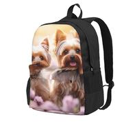 jngmeng Yorkie Floral3 Print Large Capacity Backpack Water-Resistant Hiking Outdoor Commuting Casual Sports