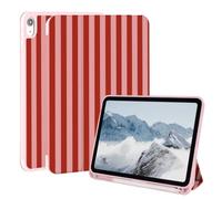 Jngnpn Case for iPad A16 11th Generation 11 Inch 2025, iPad Case 10th Generation 10.9 Inch 2022, Slim Lightweight Soft Trifold Back Cover with Pencil Holder & Auto Sleep/Wake Cover,Red Stripes