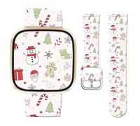 Jngnpn Christmas Sport Band Compatible with Fitbit Versa 3 / Sense/Fitbit Versa 4 / Sense 2 Bands for Women Men,Holiday Cute Soft Silicone Stylish Waterproof Replacement Strap