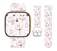 Jngnpn Christmas Sport Band Compatible with Fitbit Versa 3 / Sense/Fitbit Versa 4 / Sense 2 Bands for Women Men,Holiday Cute Soft Silicone Stylish Waterproof Replacement Strap