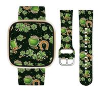 Jngnpn Clover Sport Band Compatible with Fitbit Versa 3 / Sense/Fitbit Versa 4 / Sense 2 Bands for Women Men,Holiday Cute Soft Silicone Stylish Waterproof Replacement Strap，Smartwatch Band