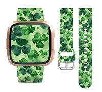 Jngnpn Clover Sport Band Compatible with Fitbit Versa/Lite/Fitbit Versa 2 Bands for Women Men,Holiday Cute Soft Silicone Stylish Waterproof Replacement Strap，Smartwatch Band
