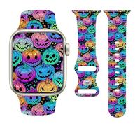 Jngnpn Halloween Sport Band Compatible with Apple Watch Band 38/40/41/42/44/45/49mm Women Men,Holiday Soft Silicone Stylish Waterproof Replacement Strap for iWatch Series 10 9 8 7 6 5 4 3 2 1 SE Ultra