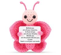 JNGTKL 10cm Handmade Crochet Butterfly Plushies for Girls, Romantic Easter Gift, Easter Gifts for Her Girlfriend Parents, with Emotion Card for Valentine's Day