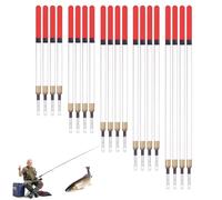 JNGTKL 20 Pcs Fishing Floats, Red Straight Insert Transparent Float Fishing Kit, Fishing Accessary for Fishing Lovers, Suitable for Fishing in Stillwater and Running Waters (5 Sizes)