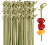 JNGTKL 200 Pcs 12cm Bamboo Cocktail Sticks, Bamboo Knot Toothpicks, Multi-Functional Wooden Skewers for Drinks Fruit Decoration Party