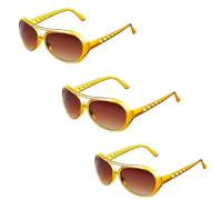 JNGTKL 3pcs Elvis Glasses, Rock Star Cool Golden Costume Glasses, 80's Disco Gold Sunglasses, Elvis Sunglasses, Hippie Disco Costume Accessories Halloween Fancy Dress (Gold)