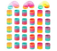 JNGTKL Elastic Coil Toy, 36Pcs Rainbow party bag toys for Teenager, Party Bag Fillers, Classroom Rewards, Elastic Coil Toy for Teenager, 3.5cm Stretchy Coils for Birthday Favors and Stocking Stuffers