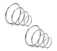 JNGTKL Silver Nose Ring Set - 8 Pcs 6/8/10/12mm Rounds for Women and Men