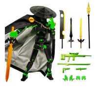 JNGTKL T13 Action Figure, 3D Printed Titan 13 Action Figure Swordsman, Multi-Jointed Movable Robot Toys, Mobile Robot Toys Action Figure For Game Lovers Desktop Decorations (Black Green)